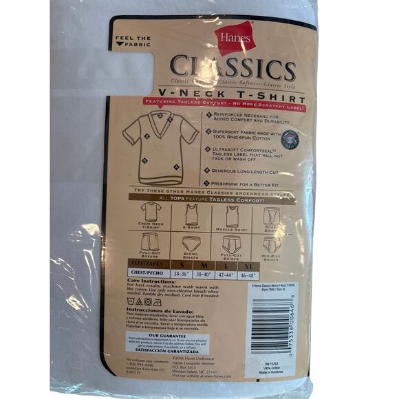 Hanes Classics T Shirts 3pk Mens Size XL White V Neck Undershirts Short Sleeve - Picture 4 of 4